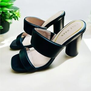 Black leather sexy sandals